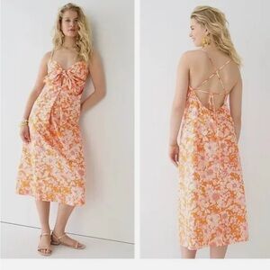 NWT J. Crew Tie-front Cotton Poplin Midi Dress